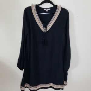 Ya Los Angeles Boho Black Mini Dress Size L